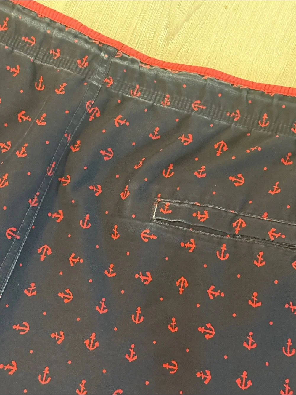 Nautica Navy Swim Trunks with Red Anchor‎ Pattern